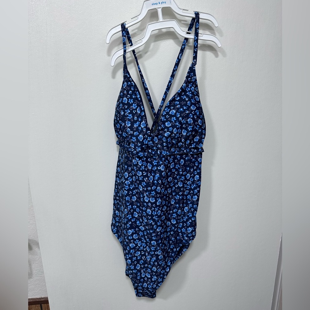 Old Navy Floral Blue women’s One Piece swim suit NWT